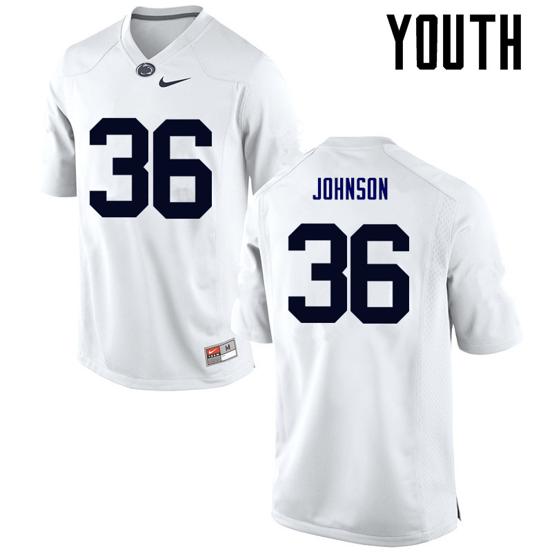Youth Penn State Nittany Lions #36 Jan Johnson College Football Jerseys-White